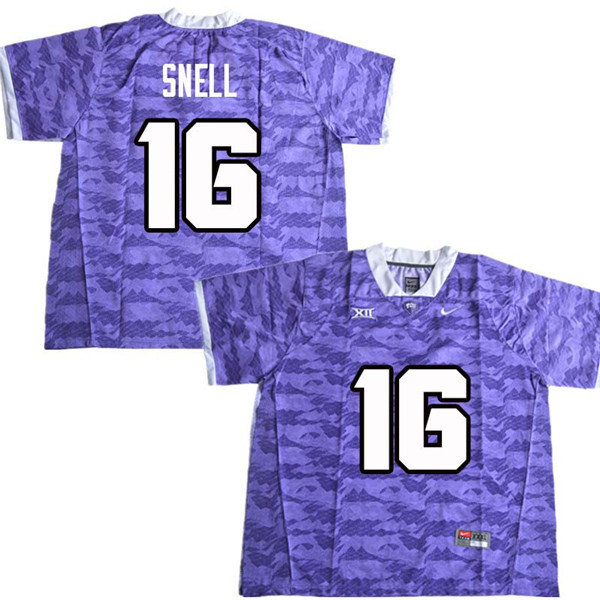 Men #16 Kenedy Snell TCU Horned Frogs College Football Jerseys Sale-Purple